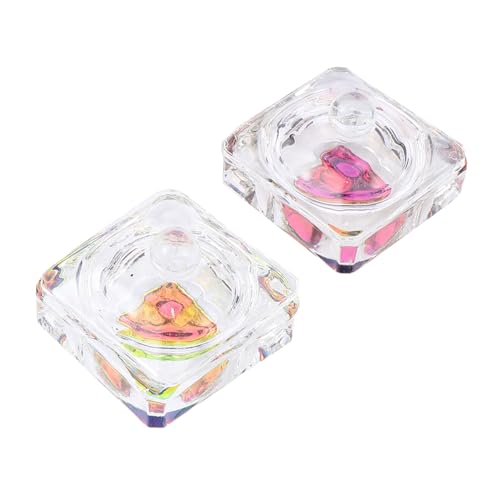 Beaupretty 2pcs Copa de Cristal para Uñas con Tapa miniatura 1