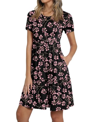 Image of TAOHUADAO 2026 Summer Dresses for Women Short Sleeve Ruffle Casual Sundress with Pockets