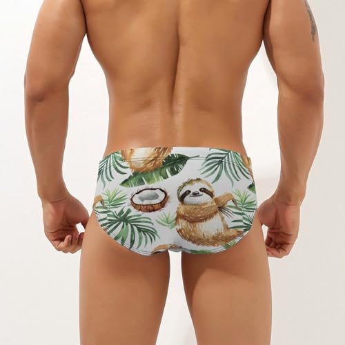 Cute Sloth Coconut Palm Leaves Novelty Men's Brief Swimwear Pants Swimming Trunks Beach Shorts Underwear2