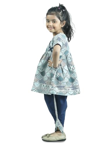 Image of Girls Pure Cotton Printed Angrakha With Dhoti