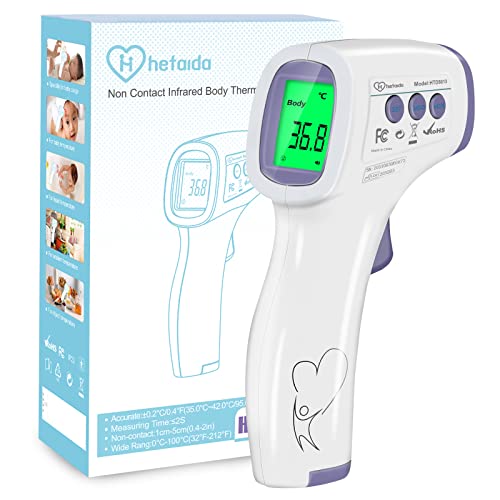 Thermomètre Frontal Sans Contact Infrarouge - Pour Bébé Et Adulte - Mesure En 1s, écran LCD Couleur, Alerte Fièvre, Mémoire 32 Valeurs