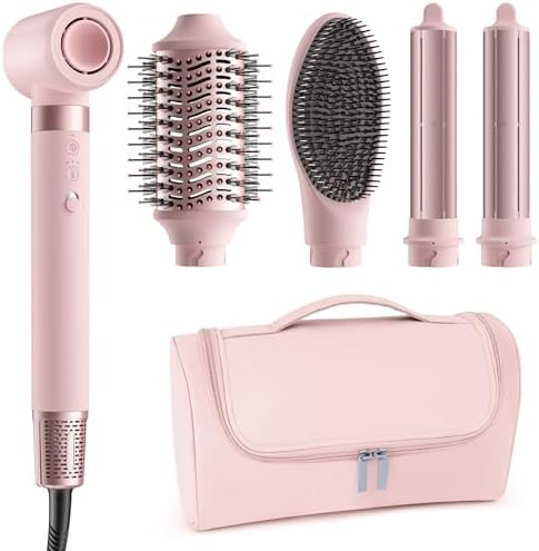 5 in 1 Hot Air Styler Wrap – High-Speed Hair Dryer Brush with Auto Wrap Curlers, Fast Drying & Frizz-Free Styling, No Heat Damage, Volumizing Brush with Travel Bag