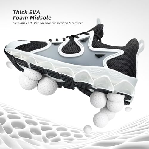 Image of Mens Running Shoes Blade Fashion Sneakers Casual Slip on Tennis Walking Athletic Sport Trainers Zapatillas para Hombre White Black