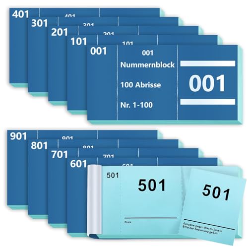 Fichas de guardarropa azul sueltas con numeración correlativa para control de sorteos