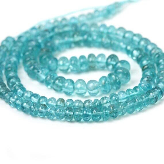 Apatite bleue perles naturelles rondelles de 4.5-5.5mm, pierre semi précieuse bleu teal