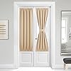 NICETOWN Farmhouse Door Window Curtains for French Front Door Country Rustic Thermal Insulated Shade for Patio Sliding Glass Single Panel with Tieback 36 W x 64 L Biscotti Beige
