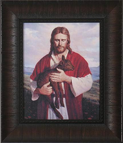 artaccents 8x10 Framed Picture of Jesus Holding Black Lamb, by Del Parson