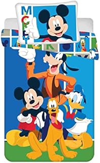 JFabrics Baby Cot Bed Duvet and Pillow Set | Boys Toddler Bedding Sets | Featuring Donald Duck and Pluto,Blue, 100 x 135 CM + Pillowcase 60 x 40 CM