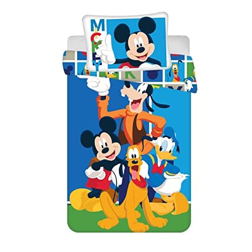 JFabrics Baby-Bettwäsche-Set mit Bettbezug und Kissenbezug, für Jungen und Kinder, mit Donald Duck und Pluto