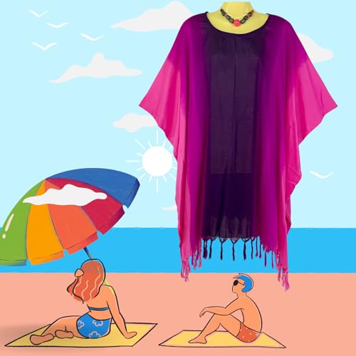 Kraft4Life| Women Summer Beach Cover up Oversize Caftan Tunic Casual Top Blouse Short Kaftan Beach Dress poncho3