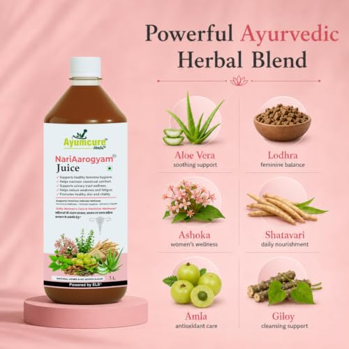 Image of Ayumcure NariAarogyam Juice for Women | 1000ML | 100% Herbal Women's Wellness Drink | Supports Feminine Comfort, Daily Wellness, Energy & Vitality | With Ashoka, Shatavari, Lodhra, Aloe Vera & Amla (Pack Of 2 )