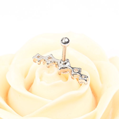 Bodya 1Pc 16G 1/4 Inch Surgical Steel 5-Gem Curved Cz Crystal Cartilage Stud Earring Tragus Helix Earring #TOP3