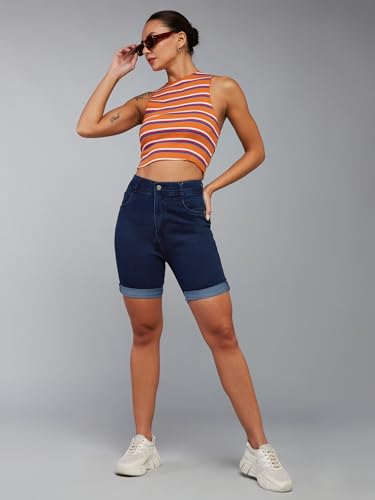 Image of Dolce Crudo Above Knee Denim Shorts for Women