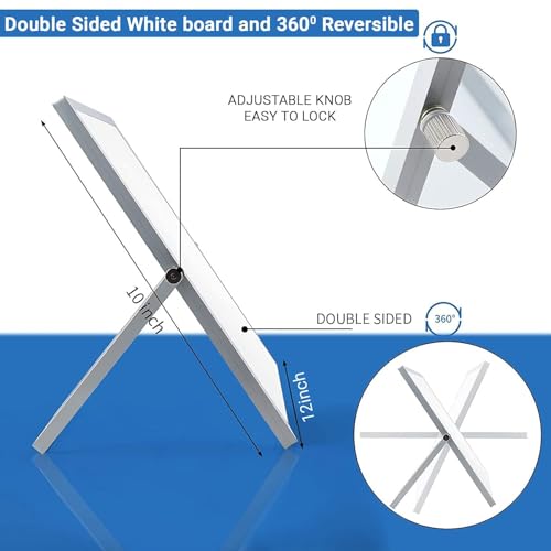Image of LifeKrafts Dry Erase Whiteboard | Desktop Easel Board for Office, Home, School, Adults & Kids | Tabletop Writing Board | Reusable Marker Board | 2 Pens & 1 Eraser | 12x10 Inches | Pack of 1