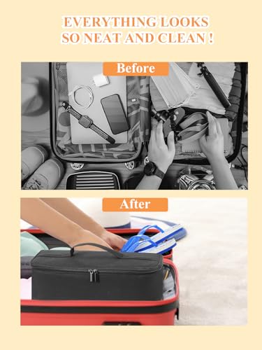 Black Hair Dryer Travel Bag: Double-Layer Storage Organiser for Shark FlexStyle Hair Styler - Waterproof Organiser Storage Shark FlexStyle Storage Case for Hair Dryer Brush/Hair Curler (Bag Only) - Image 7