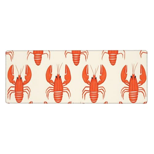 Tapis de souris de jeu grand format avec bords cousus et imprimé écrevisses pour bureau