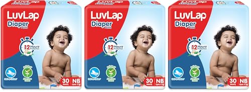 Image of LuvLap Pant Style Baby Diapers, Newborn /X-Small (NB /XS), 30 Count, For babies of Upto 5Kg with Aloe Vera Lotion for rash protection, with upto 12hr protection, Diapers (Pack of 3)