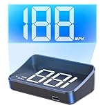 M2 Heads Up Display Car HUD Speedometer Projector GPS Digital Speedometer MPH Display Wireless Speed Meter Auto LED Large Fon Windscreen Projector 10Hz Refresh Rate USB Plug Play for All Cars