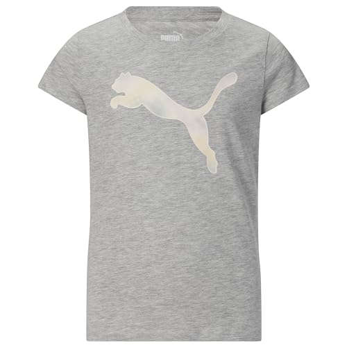 Image of Puma Girls Core Logo Short Sleeve T-Shirt, Crewneck, Soft and Lightweight