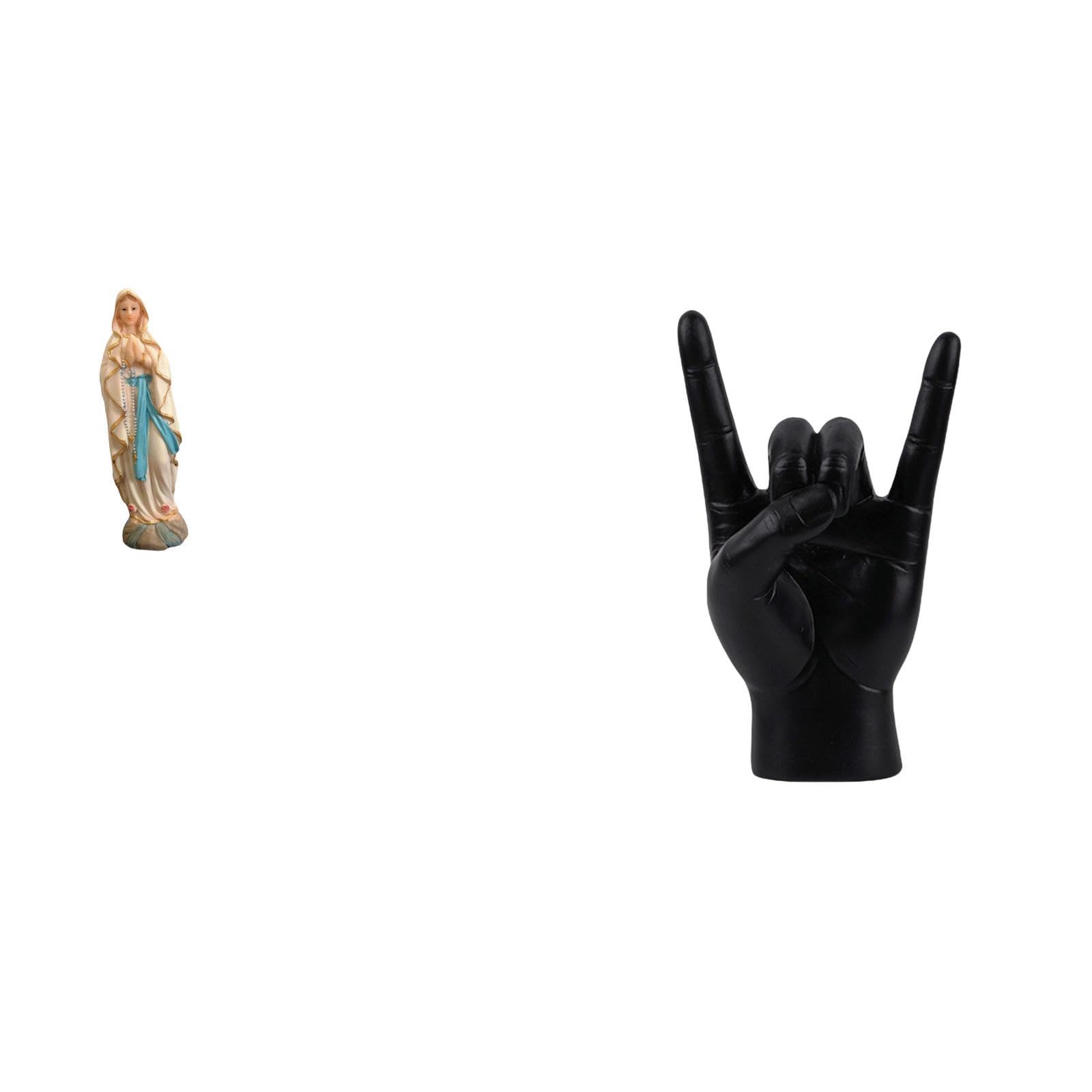 SECRET DESIRE Virgin Mary Rock Hand Gesture Figurine Blessed Lady Luther Creative Finger Sculpture Decorative Desk Display Resin Artwork for Office Car Apartment Bedroom Restaurant Decor-image-47