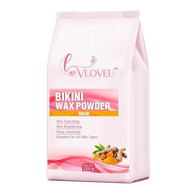 Image of VLOVEU - Bikini Wax Powder For Women - 5 Minutes Painless Herbal Wax Powder For Hair Removal|Easy To Use At Home, No Chemicals - No Irritation, Bikini Wax (120G) (Halldi, Pack Of 4)