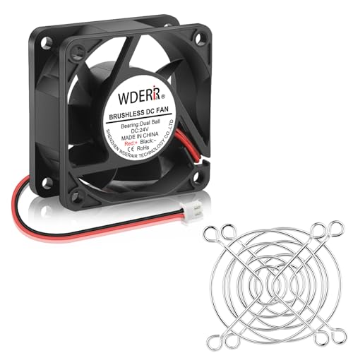 WDERAIR DC 60mm x 25mm Brushless Cooling Fan 24V Dual Ball Bearing 2Pin for DIY Exhaust Project Freezer Replacement
