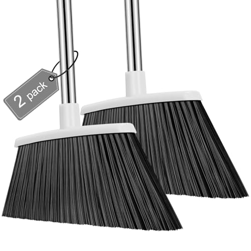 Image of NACENA Heavy Duty Broom, 55 Inch Long Handle Outdoor Large Angle Brooms, Commercial Broom for Sweeping Indoor, for Home Garage Kitchen Office Courtyard Lobby Patio Lawn Concrete, 2 Pack (Grey&White)