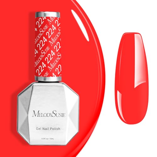 Image of MelodySusie Neon Orange Gel Nail Polish,Red Orange Gel Polish Spring Summer Bright Color 224,Soak Off UV LED Nail Lamp Gift for Women Nail Art Manicure Salon DIY Nail Design at Home 0.5 Fl Oz-A2502