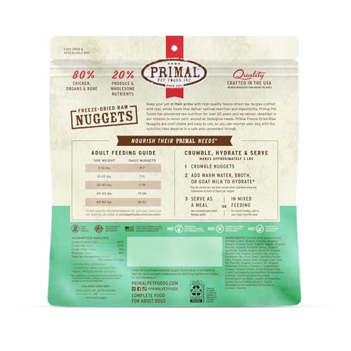 Primal Freeze Dried Raw Dog Food Nuggets, Chicken, 14 oz - image 9