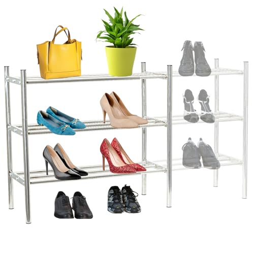 AISIR Zapatero Organizador de Zapatos Extensible de 3 Niveles de Acero Inoxidable para Entrada,Pasillo y Dormitorio.