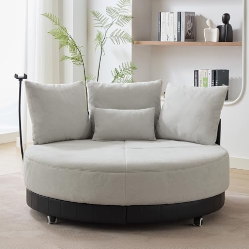 Sillón Giratorio Extra Grande Plegable Gris miniatura 1