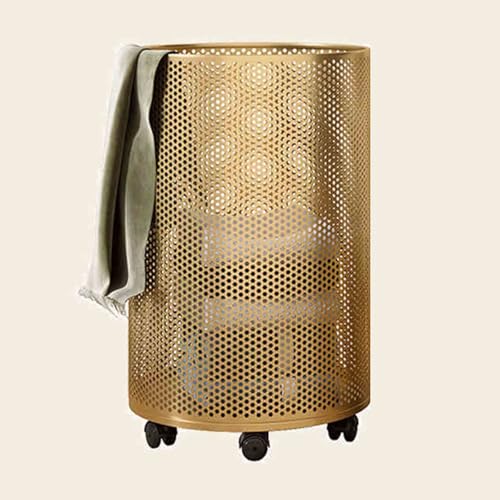 WNGJZZYC Rollender Wäschekorb, Wäschesammler aus Metall, 360° Wäschekörbe mit Rädern, Großes Fassungsvermögen 30/50/70 l, für Wohnzimmer,...