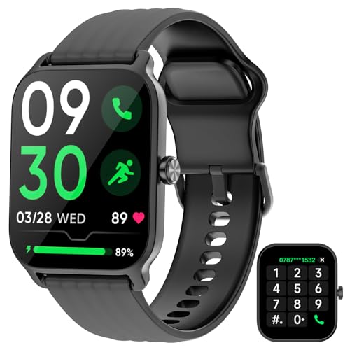 IOWODO Smartwatch,1.85″ Reloj Inteligente Hombre Mujer con Llamadas Bluetooth y Whatsapp Mensajes Notificación Alexa SpO2 Pulsómetro Sueño Podómetro,100 Modos Deportivos para iOS Android Teléfono