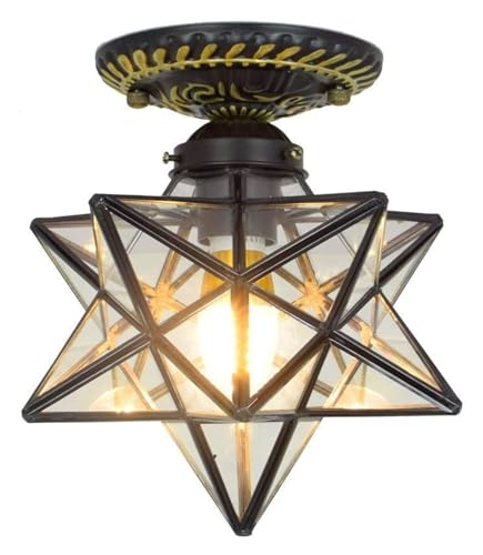 Lámpara De Techo Estilo Tiffany, Lámpara De Techo Tiffany, Lámpara De Techo con Estrella De Pentagrama, Pasillo, Pasillo, Entrada, Balcón, Americano
