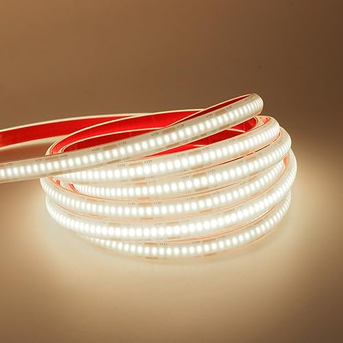 KISUFU Bianco naturale Striscia LED COB, Impermeabile IP68, DC 12V Alta luminosità 320 LED/m, Flessibile Nastri LED per Esterni, Feste, Decorazione per Feste, Insegne Pubblicitarie (0.5M)