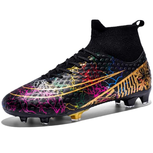 VTASQ Zapatos de Fútbol Hombre Spike Aire Libre Profesionales Training Alta Botas de Fútbol Atletismo Zapatillas de Deporte Entrenamiento Negro EU 41