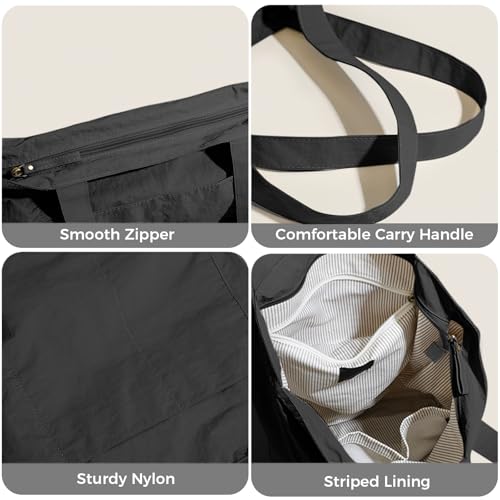 Image of Barsine Tote Bag for Women Unisex Lightweight Nylon Totes Purses and Handbags Large Casual Shoulder Hobo for Travel Gym