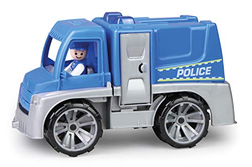 Lena 04455 - TRUXX Polizei Einsatzfahrzeug mit Spielfigur als Polizist mit Schutzschild, Polizeiauto mit Zubehör, Polizeitransporter mit Türen zum Öffnen, Spielfahrzeug für Kinder ab 24m+