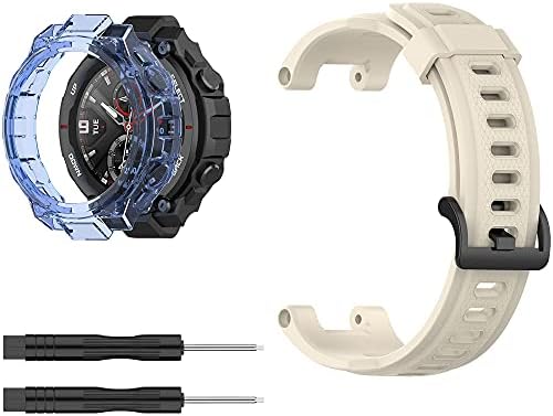 Amazon.com: Compatible con Amazfit T-Rex/T-Rex Pro caja de reloj con  correa, carcasa protectora de TPU de alta transparencia y correas de  repuesto de silicona clásica suave para Huami Amazfit T-Rex Smartwatch  (correa