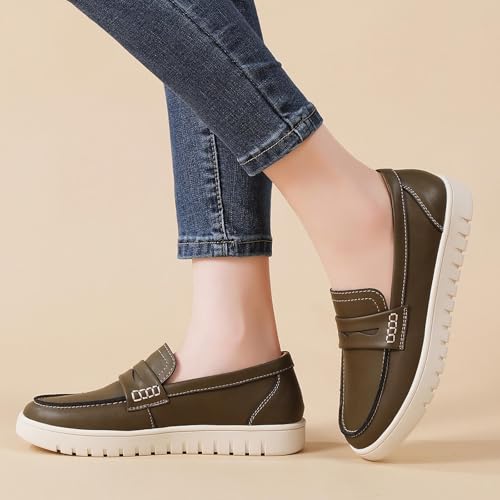 Image of QAE Loafers for Women Penny Loafers Slip On Sneakers Womens Shoes Dressy Casual Comfortable Ladies Summer Shoes