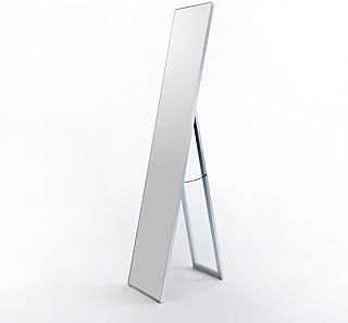 Comprar LOLAhome - Espejo de pie de Cuerpo Entero con Marco de Madera Gris de 151x31 cm. Pie Plegable para Colgar en la Pared. Ideal para vestidores y dormitorios. Moderno, Minimalista, Ligero y Estable.
