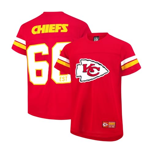 Ultra Game NFL Official Youth Super Soft Game Day Mesh Jersey Shirt Kansas City Chiefs Team Color 18-20