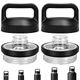 Chug Cap Replacement Compatible with Yeti Rambler, Screw Top Lid for YetiRambler 18/26/36/46/64 OZ, Leak-Proof,Lightweight Durable BPA- FREE Dishwasher-Safe, Lid Accessorie for Yeti, Black 2pcs