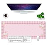WYDUCVI Pink Mouse Mat Cute Large Gaming Mouse Mat XL Kawaii Desk Mat 31.5x11.8x0.12 inch Keyboard Mouse Pad (Pink-05)