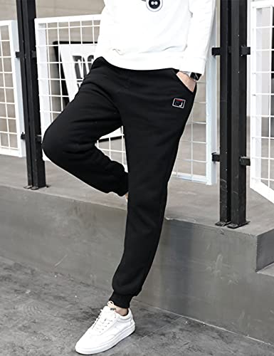 HangNiFang Boys Girls Fleece Lined Sweatpants Elastic Waist Winter Warm Jogger Pants3