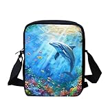JUDENTIDOS Bolso bandolera pequeño para mujer, bolso de mano para la escuela, Dolphion azul, Talla única