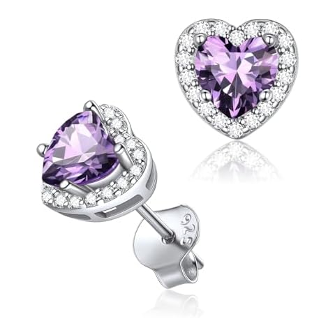 ChicSilver Heart Birthstone Halo Stud Earrings Cover
