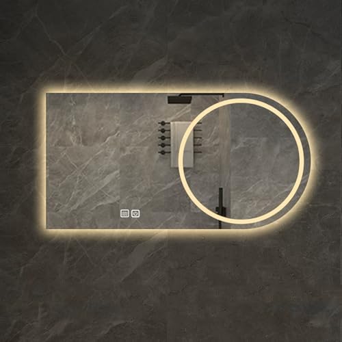 Smart Arched LED Bathroom Mirror - Wall Mounted Frameless Vanity Mirror with Memory Function, Frontlit Warm Light, 70x100cm for Bathroom & Bedroom Decor