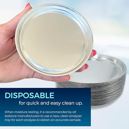 aluminum sample pans for moisture analyzer 50 pack 90mm round lab trays disposable weighing dishes foil pan weight scale tray laboratory balance dish plate moisture tester supplies - pure ponta