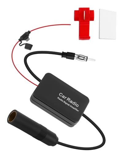Amplificador Antena Radio Coche, 12V Amplificador Señal Coche, DIN Hembra a DIN Macho Adaptador 12V Antena de Radio Dab/FM para Automóviles, Antena de Coche para Vehículos, Camping